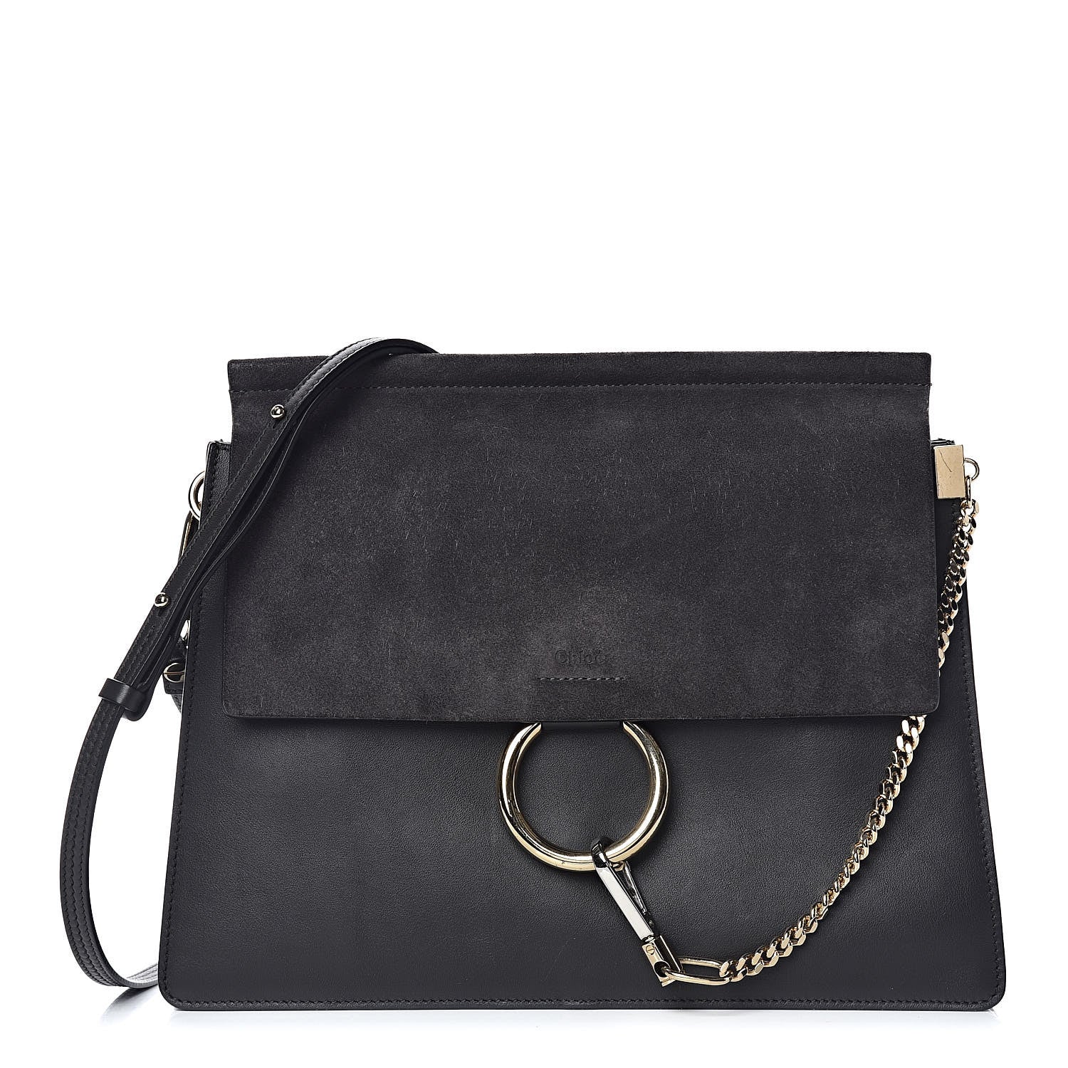 Chloe Suede Calfskin Medium Faye Shoulder Bag Carbon Grey 1 of 12