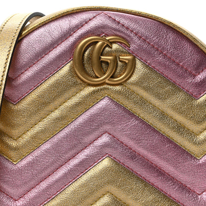 Gucci Metallic Nappa Matelasse Heart Mini GG Marmont Round Shoulder Bag Oro Vecchio Rosa 8 of 10