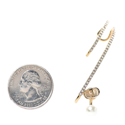 Christian Dior Pearl Crystal Clair D Lune Earring Gold 2 of 3