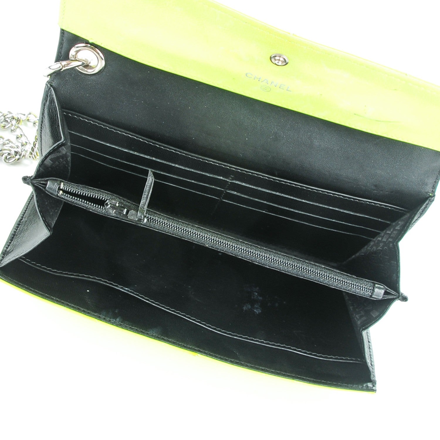 Chanel Patent Stitched CC Flap Wallet Clutch Yellow 5 of 15