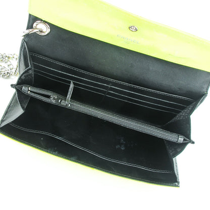Chanel Patent Stitched CC Flap Wallet Clutch Yellow 5 of 15