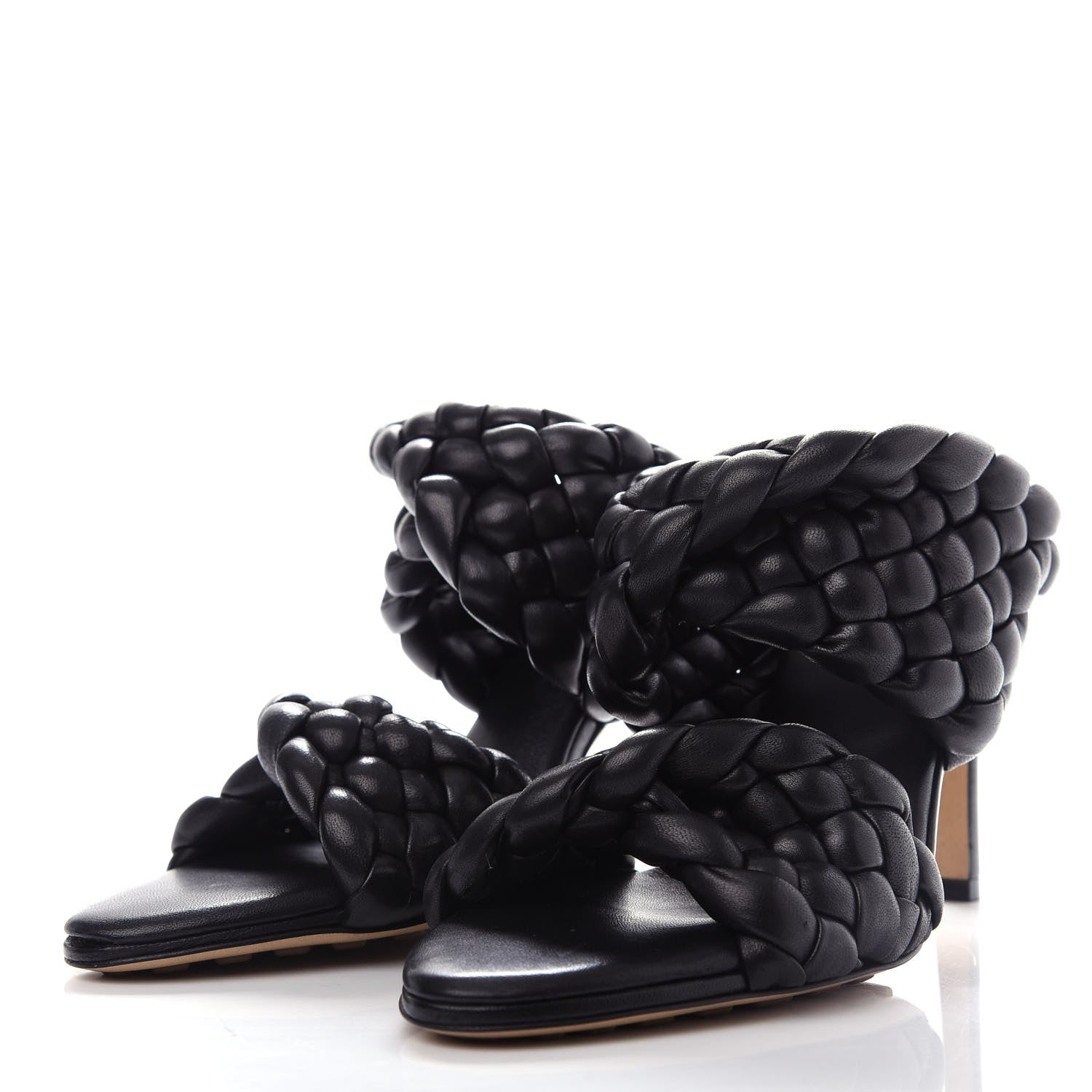 Bottega Veneta Nappa Twisted Padded Intrecciato Curve Slide Sandals 37 Black 3 of 10