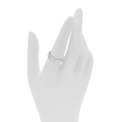 Tiffany Platinum Diamond 4mm Logo Band Ring 55 7.25 2 of 4