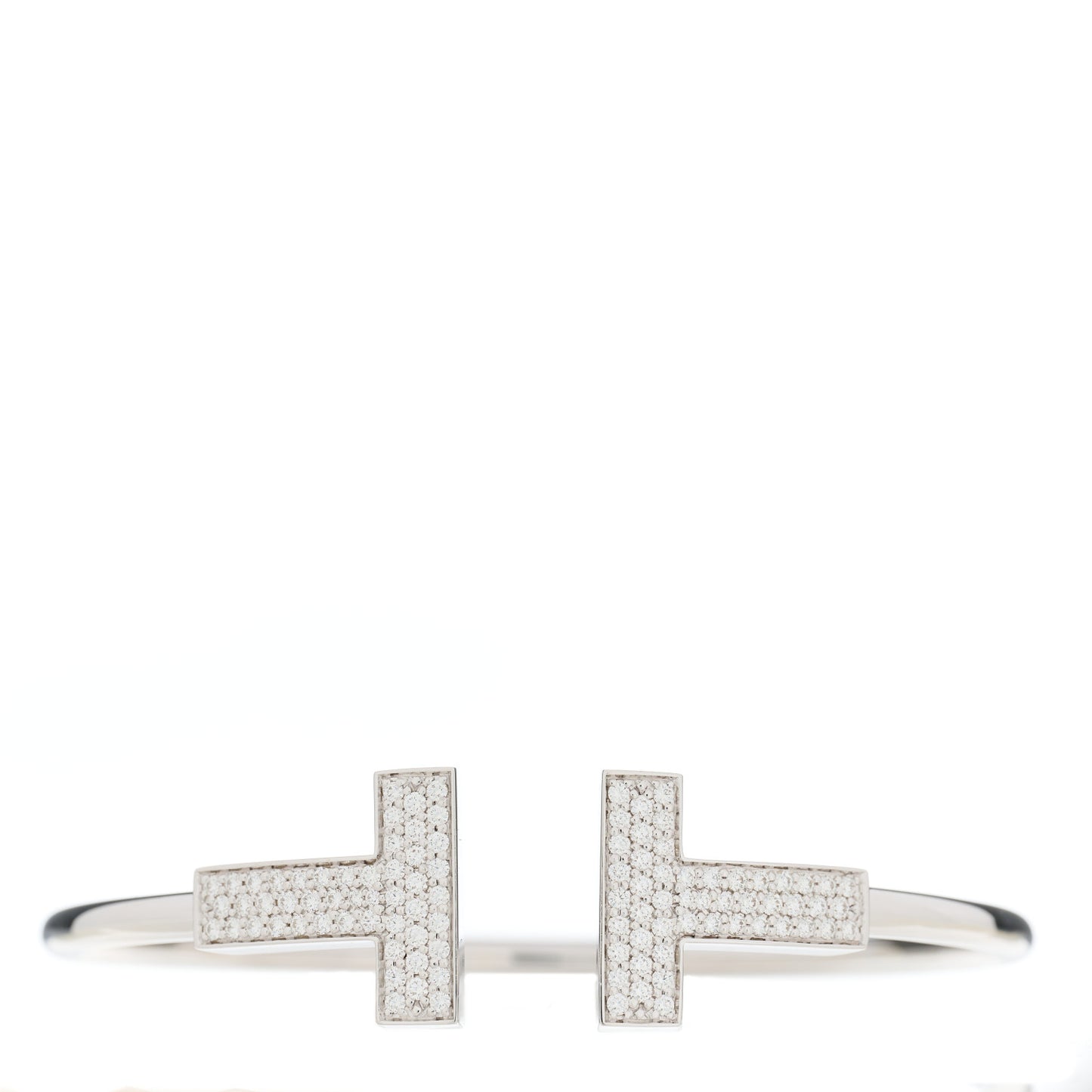 18K White Gold Diamond Tiffany T Wide Wire Bracelet