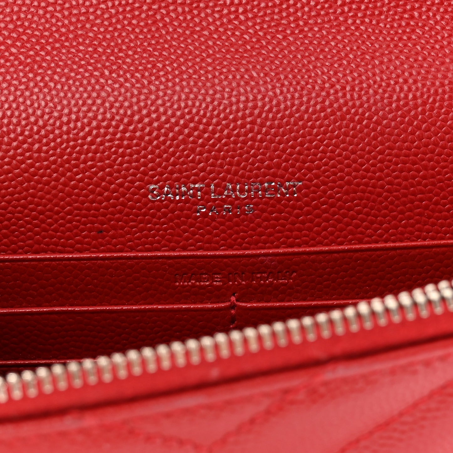 Grain De Poudre Matelasse Chevron Monogram Envelope Chain Wallet Rouge Eros