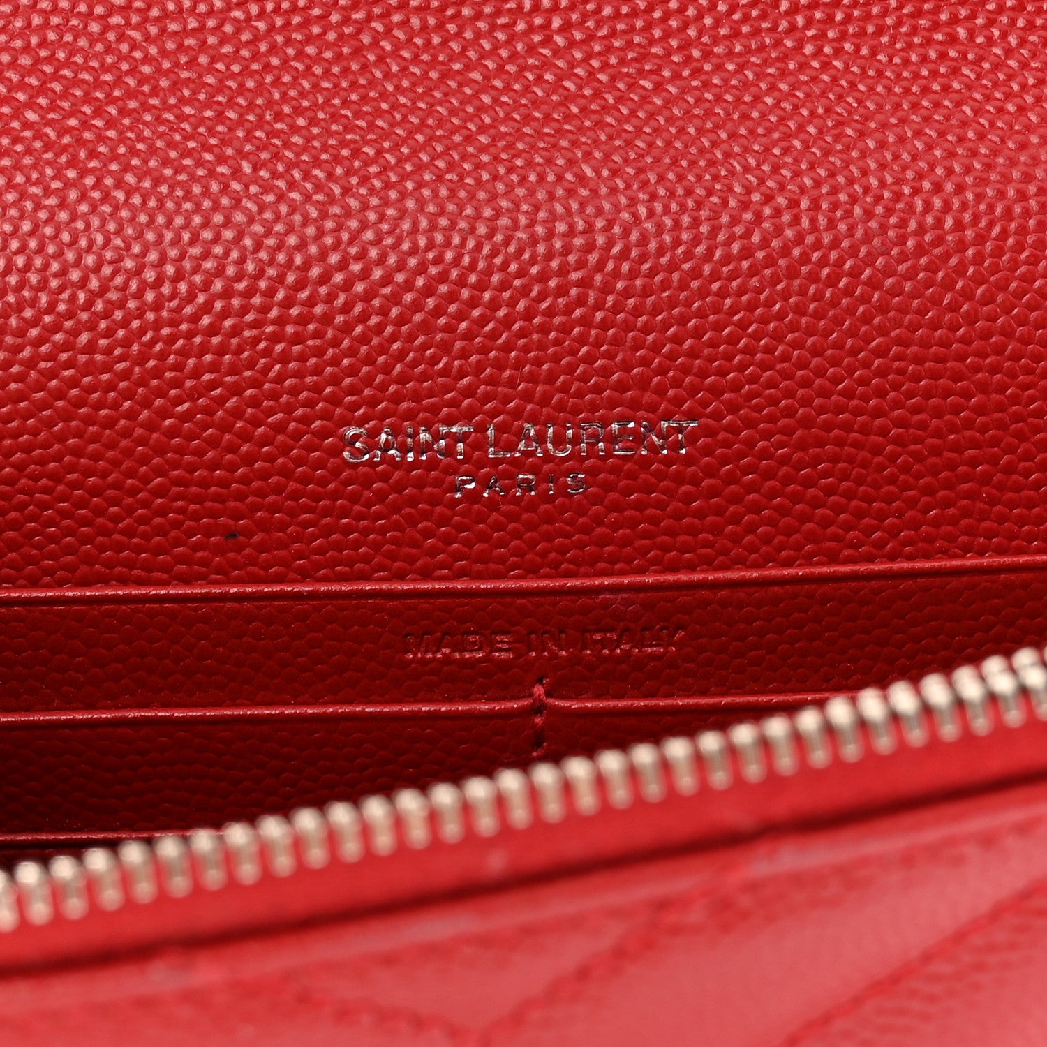 Saint Laurent Grain De Poudre Matelasse Chevron Monogram Envelope Chain Wallet Rouge Eros 6 of 11