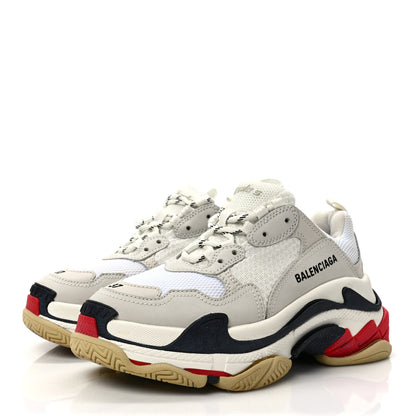 Balenciaga Fabric Mesh Womens Triple S Sneakers 37 Grey Red White 3 of 9