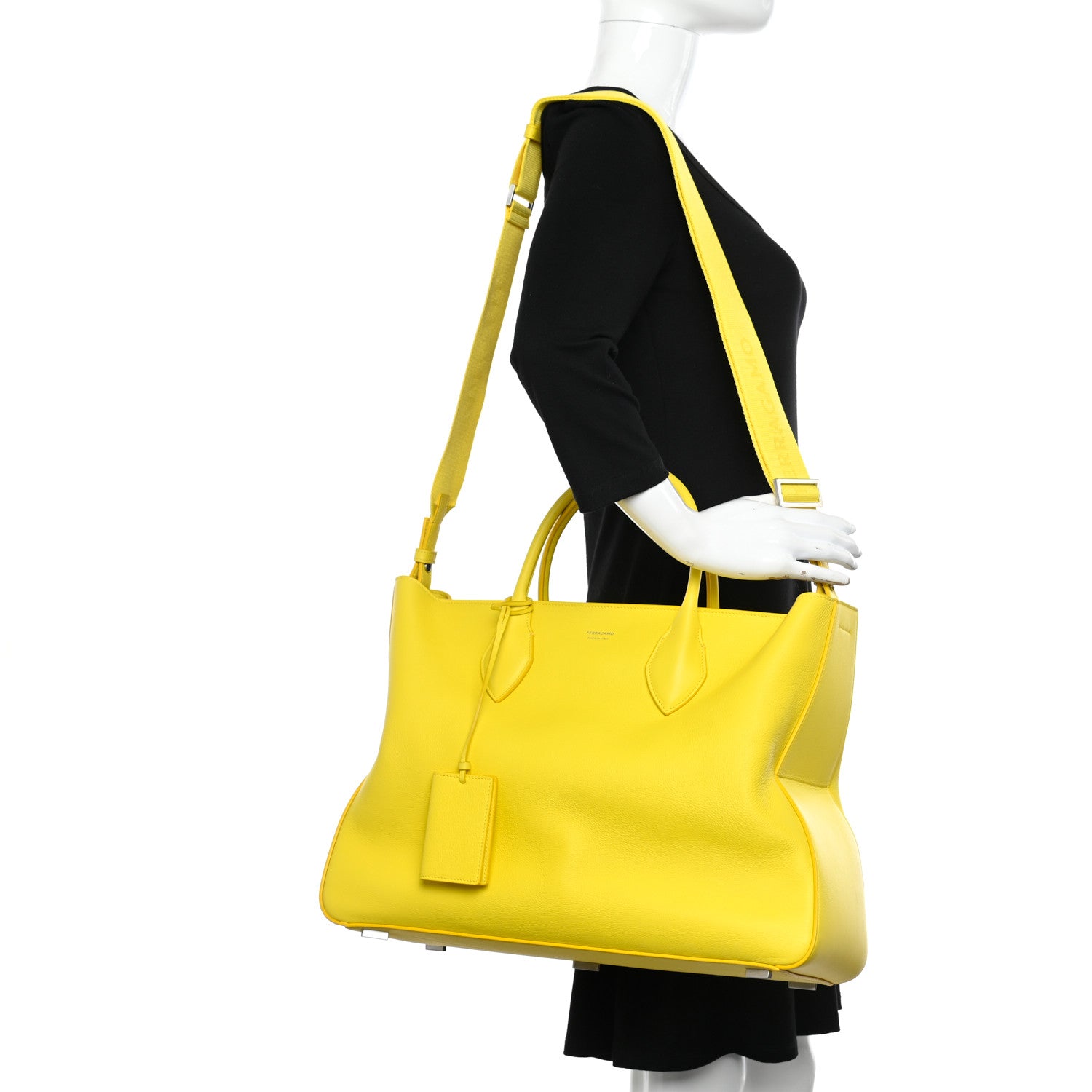 Salvatore Ferragamo Calfskin Large Star Tote Yellow 2 of 11