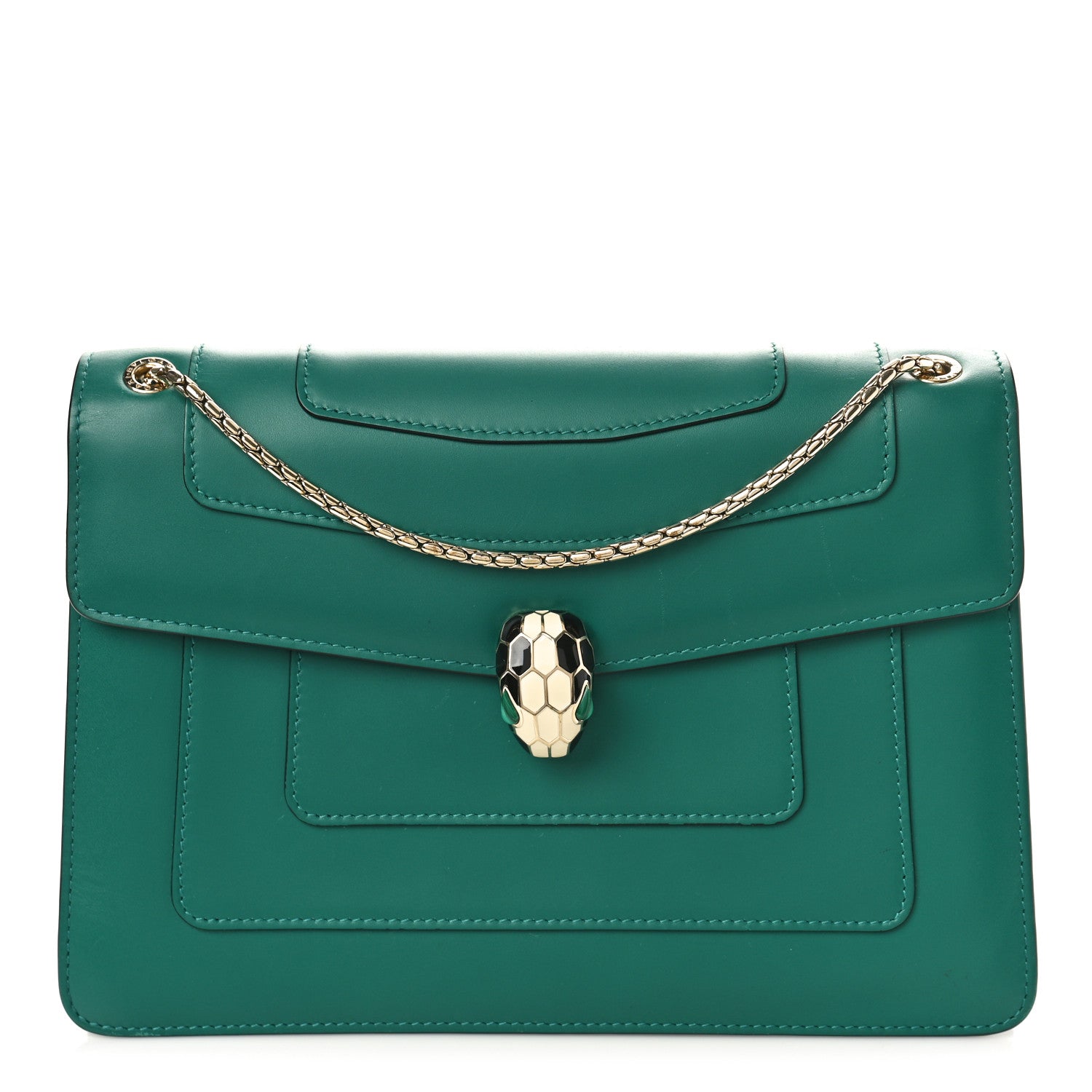 Bulgari Calfskin Serpenti Forever Shoulder Bag Emerald Green 1 of 8
