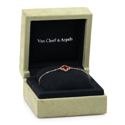 Van Cleef & Arpels 18K Rose Gold Carnelian Sweet Alhambra Bracelet 4 of 4