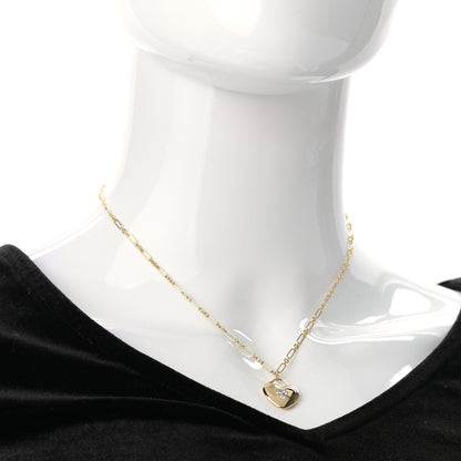Tiffany 18K Yellow Gold Diamond Heart Pendant Link Chain Necklace 2 of 6