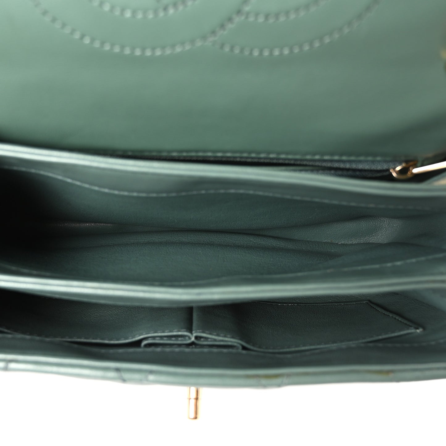 Lambskin Quilted Small Trendy CC Flap Dual Handle Bag Green