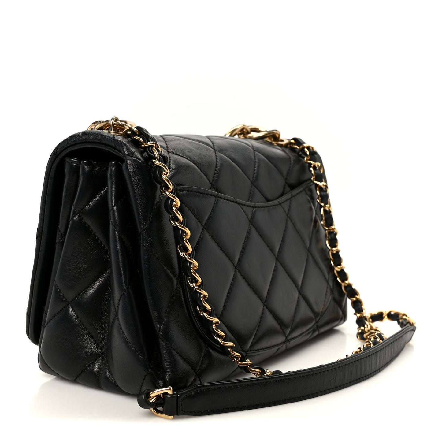 Lambskin Quilted Medium Color Match Flap Black