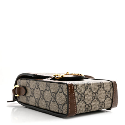 Gucci GG Supreme Monogram Mini Horsebit 1955 Crossbody Bag Beige Brown Sugar 3 of 10