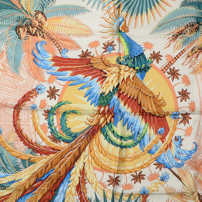 Hermes Silk Mythiques Phoenix Scarf 90 Vert Amande Vinalle Brun 1 of 5