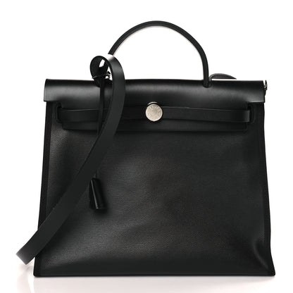 Hermes Toile H Berline Vache Hunter Herbag Zip PM 31 Black Ecru 3 of 11
