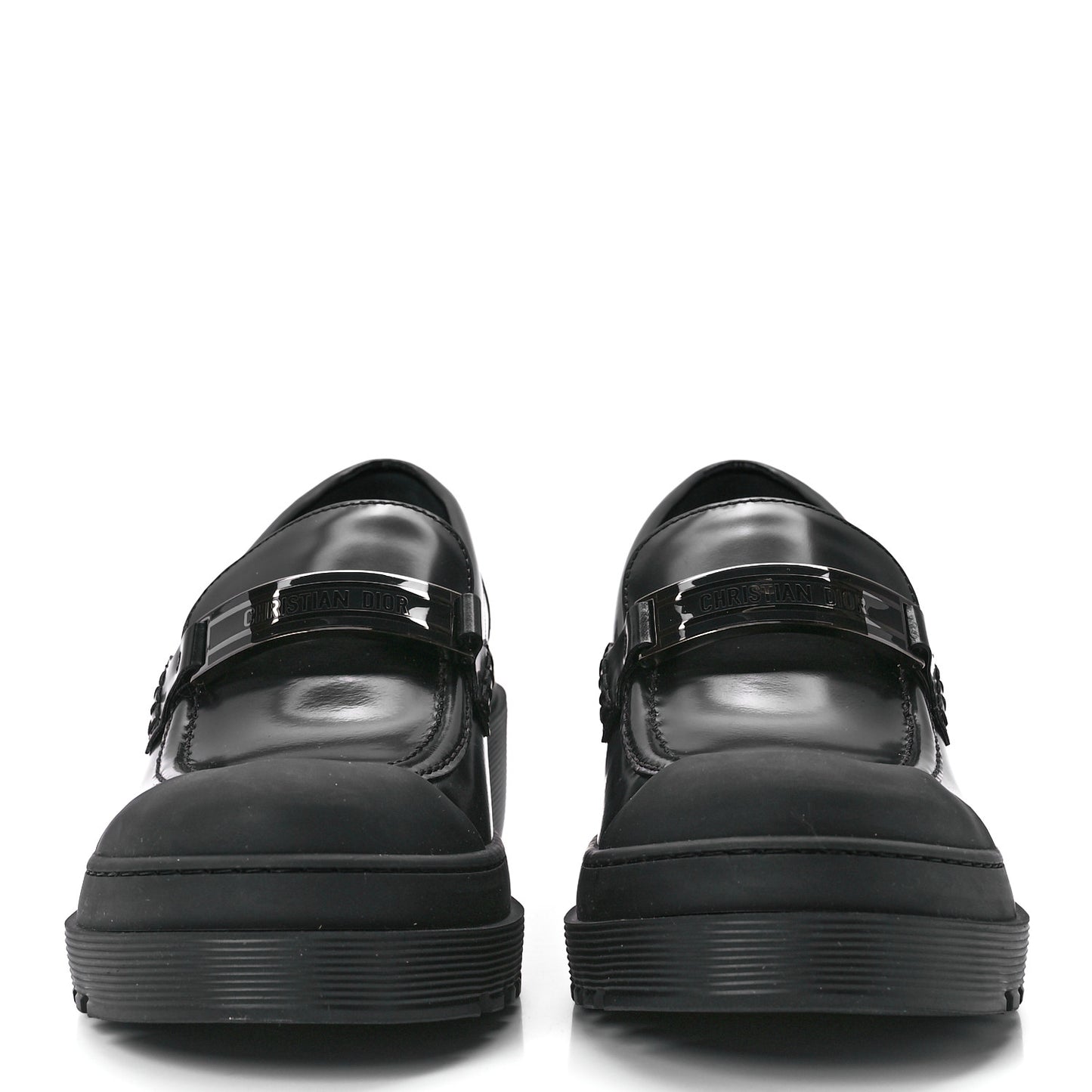 Brushed Calfskin Dior Code Lug Sole Platform 35mm Loafers 40 Black