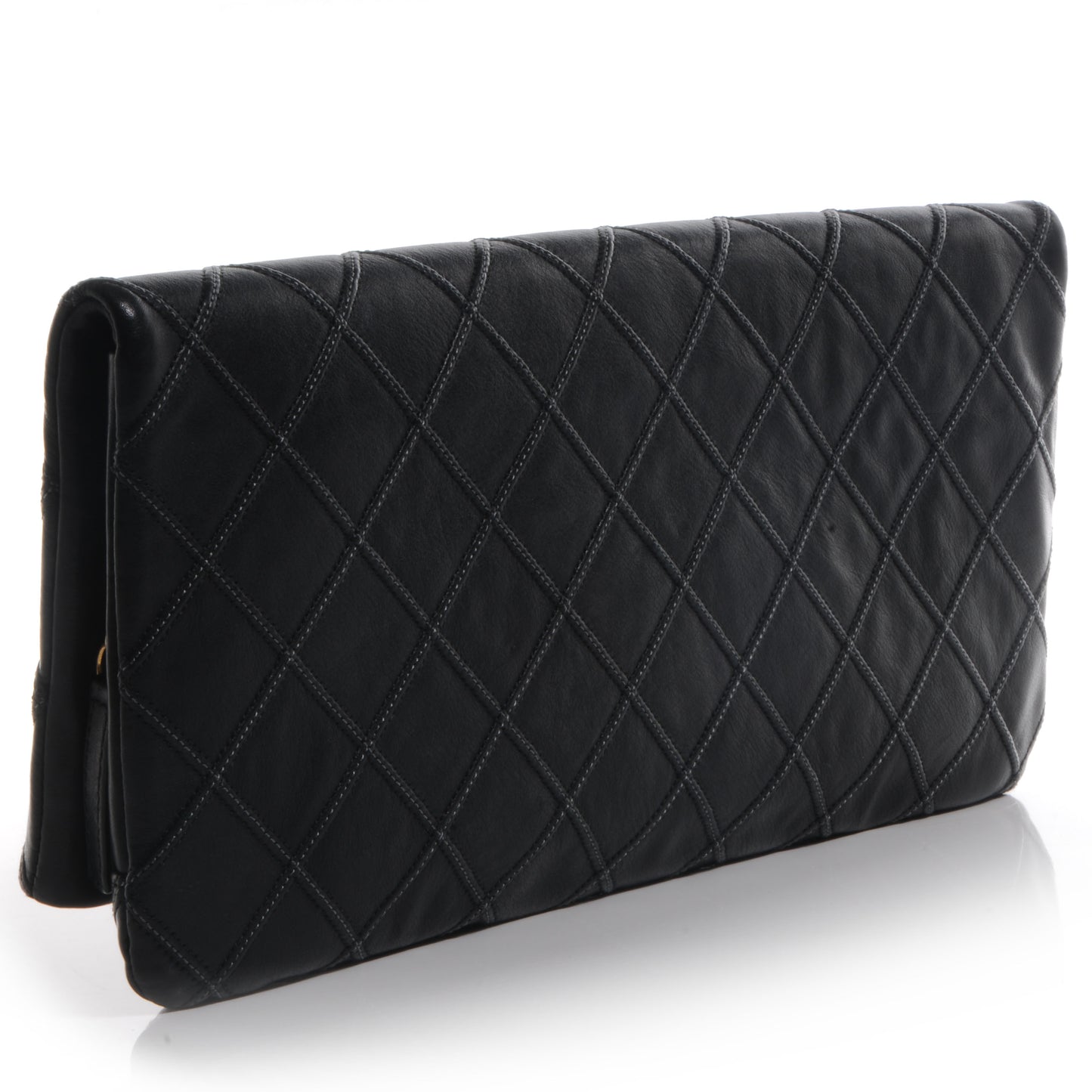 Calfskin Stitched Thin City Clutch Black