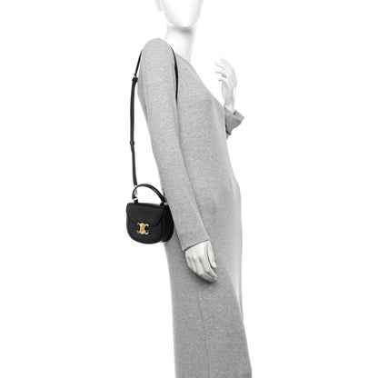 Celine Shiny Calfskin Triomphe Mini Besace Clea Black 2 of 11