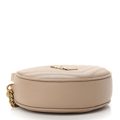Saint Laurent Grain De Poudre Matelasse Chevron Quilted Round Vinyle Camera Bag Gold Sand 4 of 9