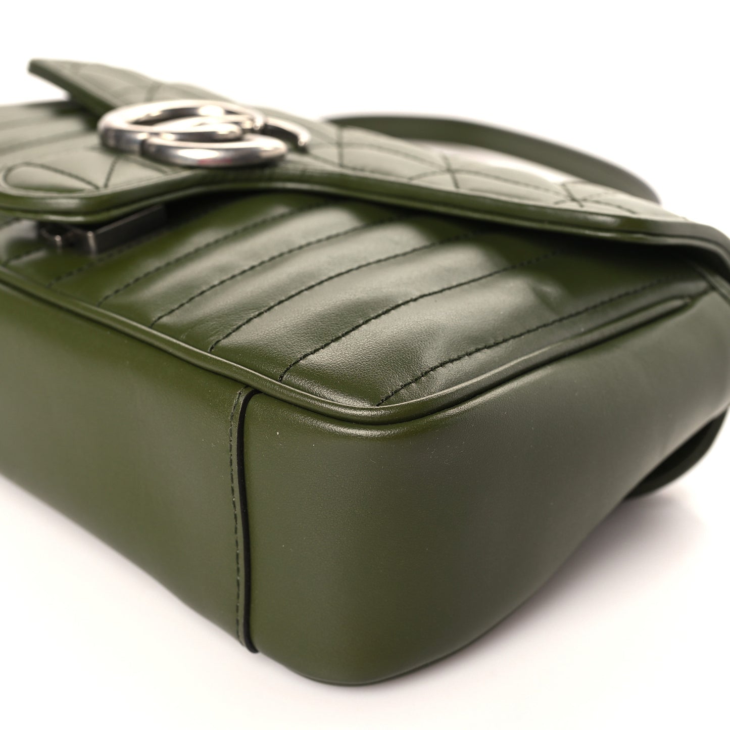 Calfskin Matelasse Aria Small GG Marmont Shoulder Bag Military Wood