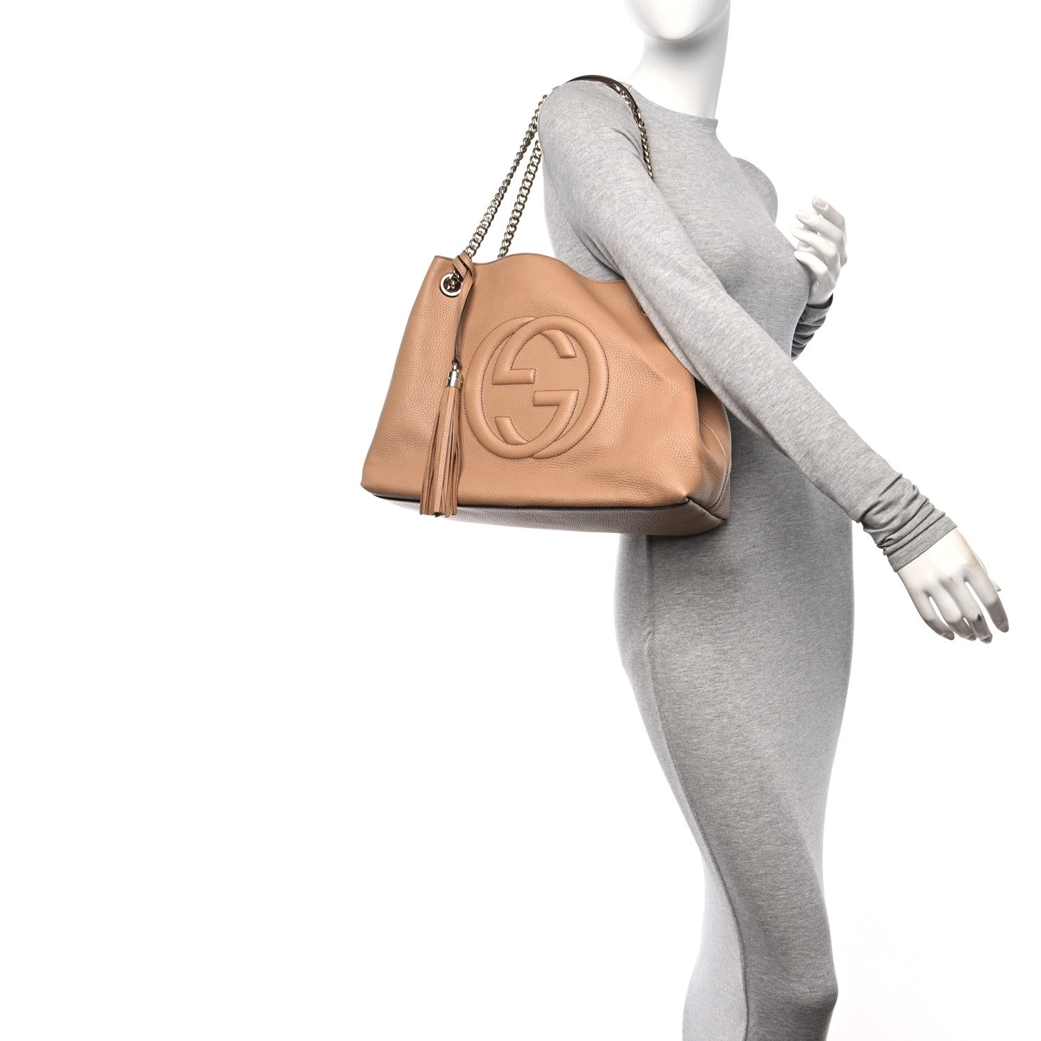 Gucci Pebbled Calfskin Medium Soho Chain Shoulder Bag Camelia 2 of 10