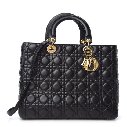 Christian Dior Lambskin Cannage Large Lady Dior Black 1 of 9