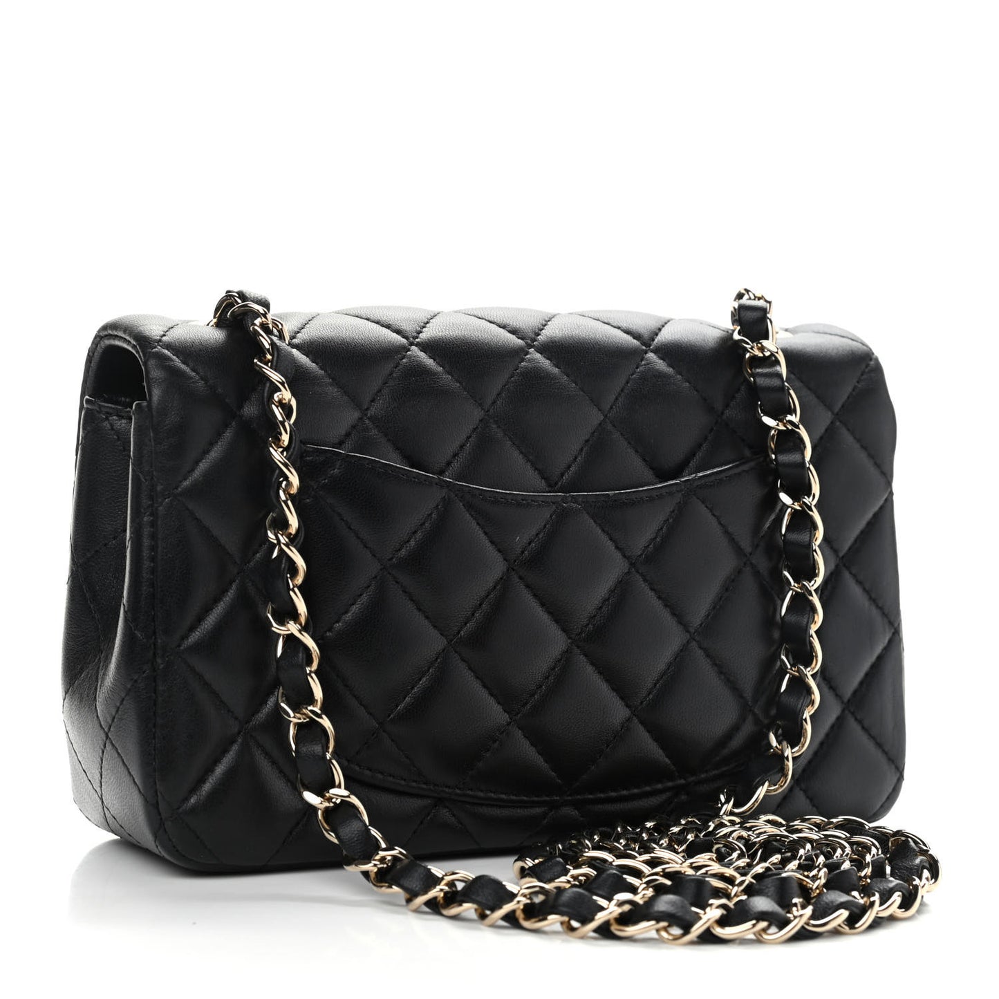 Lambskin Quilted Mini Rectangular Flap Black