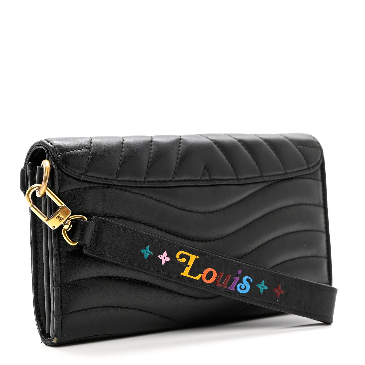 Calfskin New Wave Long Wallet Black