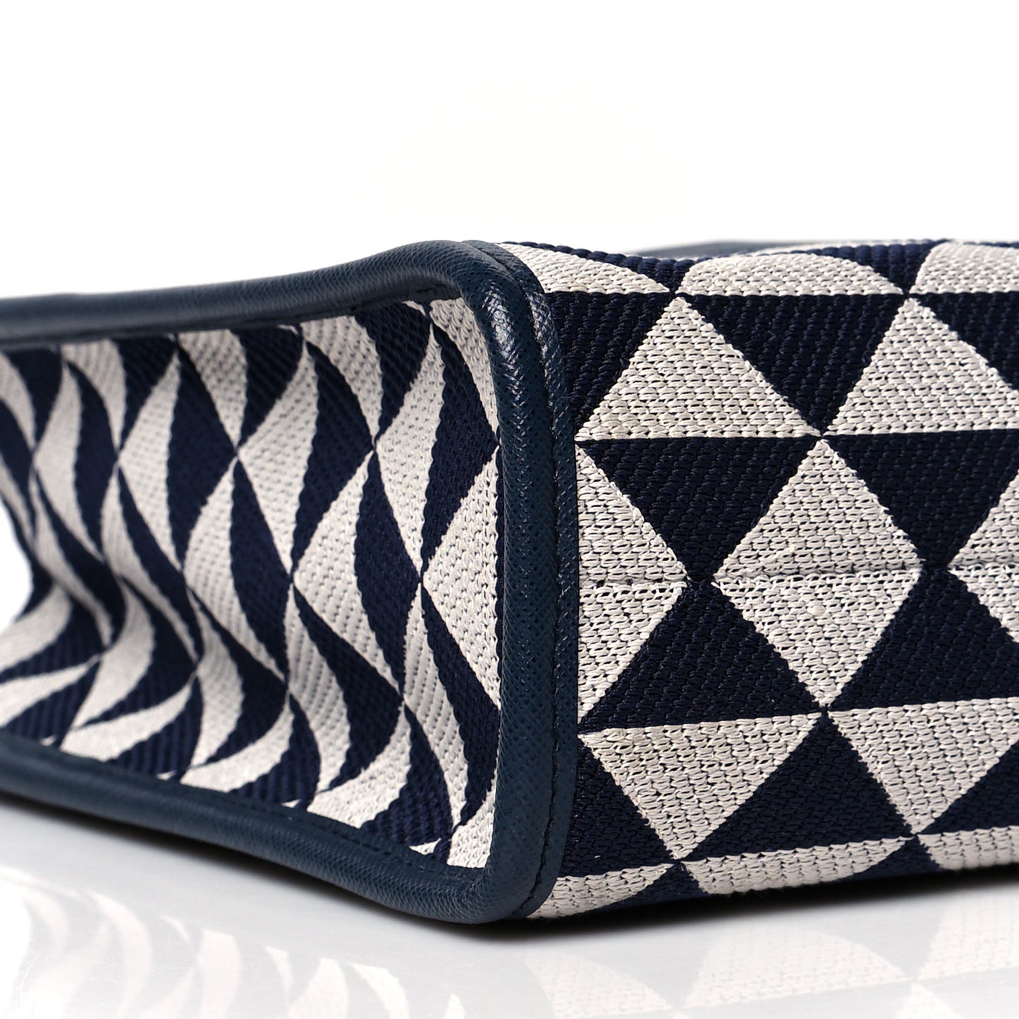 Jacquard Saffiano Triangolo Symbole Embroidered Small Tote Baltico Talco