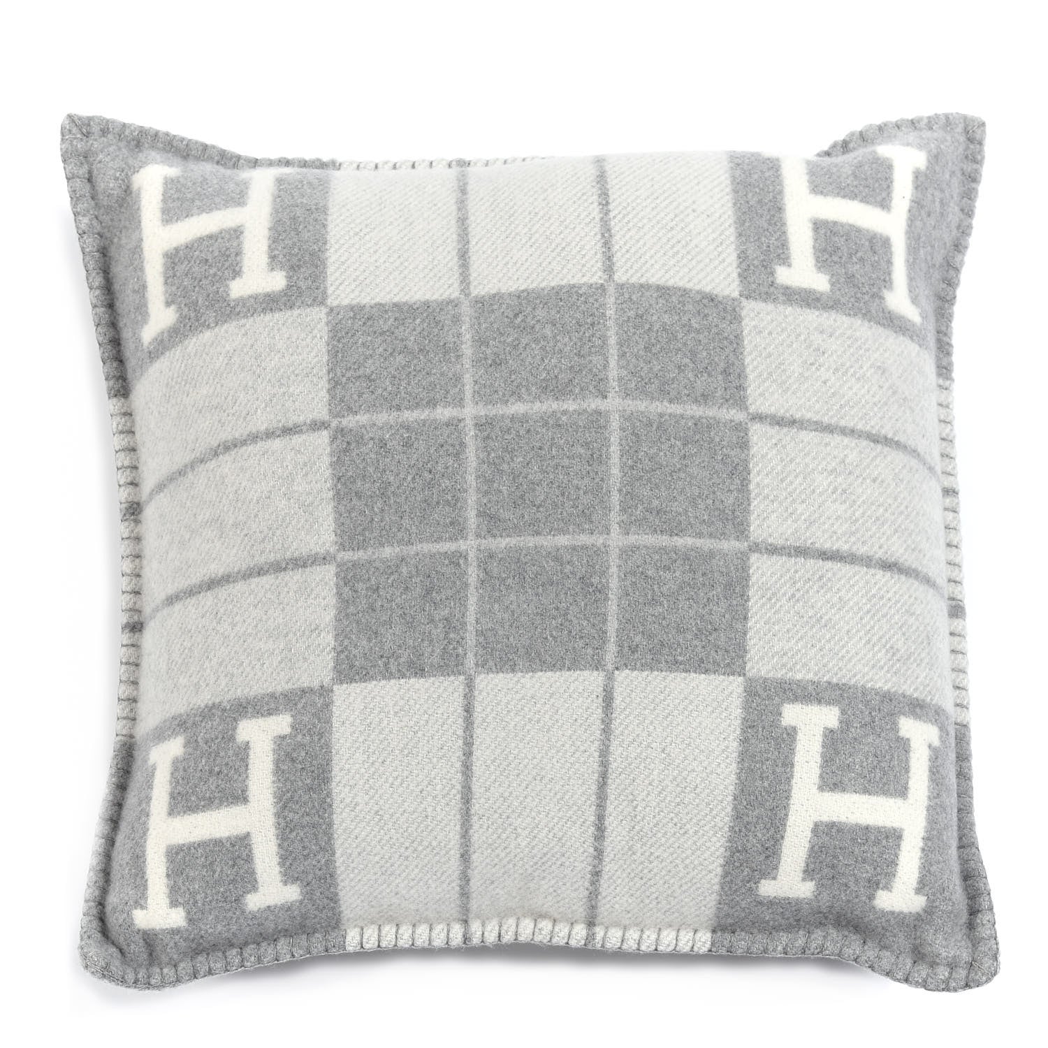 Hermes Wool Cashmere Avalon III Pillow PM Ecru Gris Clair 1 of 3