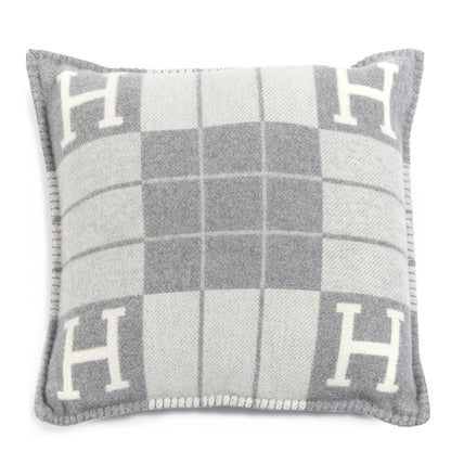 Hermes Wool Cashmere Avalon III Pillow PM Ecru Gris Clair 1 of 3