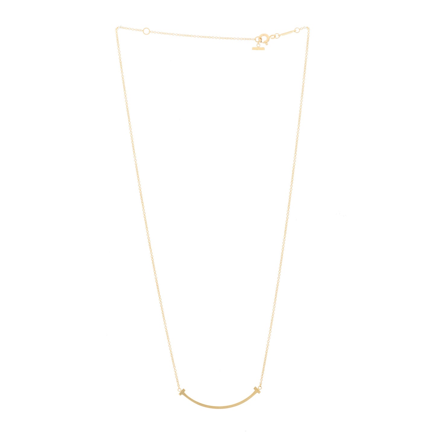 18K Yellow Gold Small T Smile Pendant Necklace