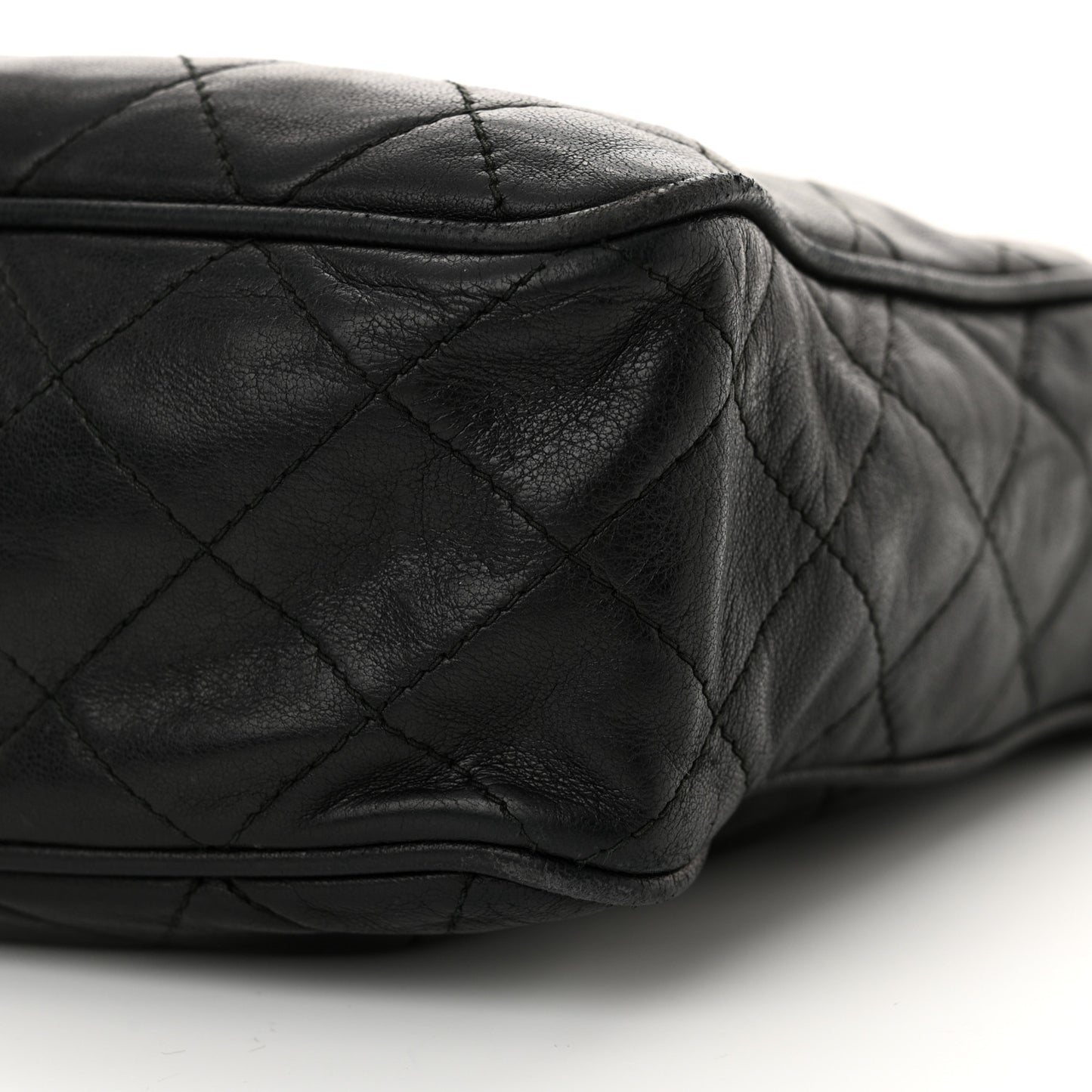 Lambskin Quilted Tassel Camera Case Black