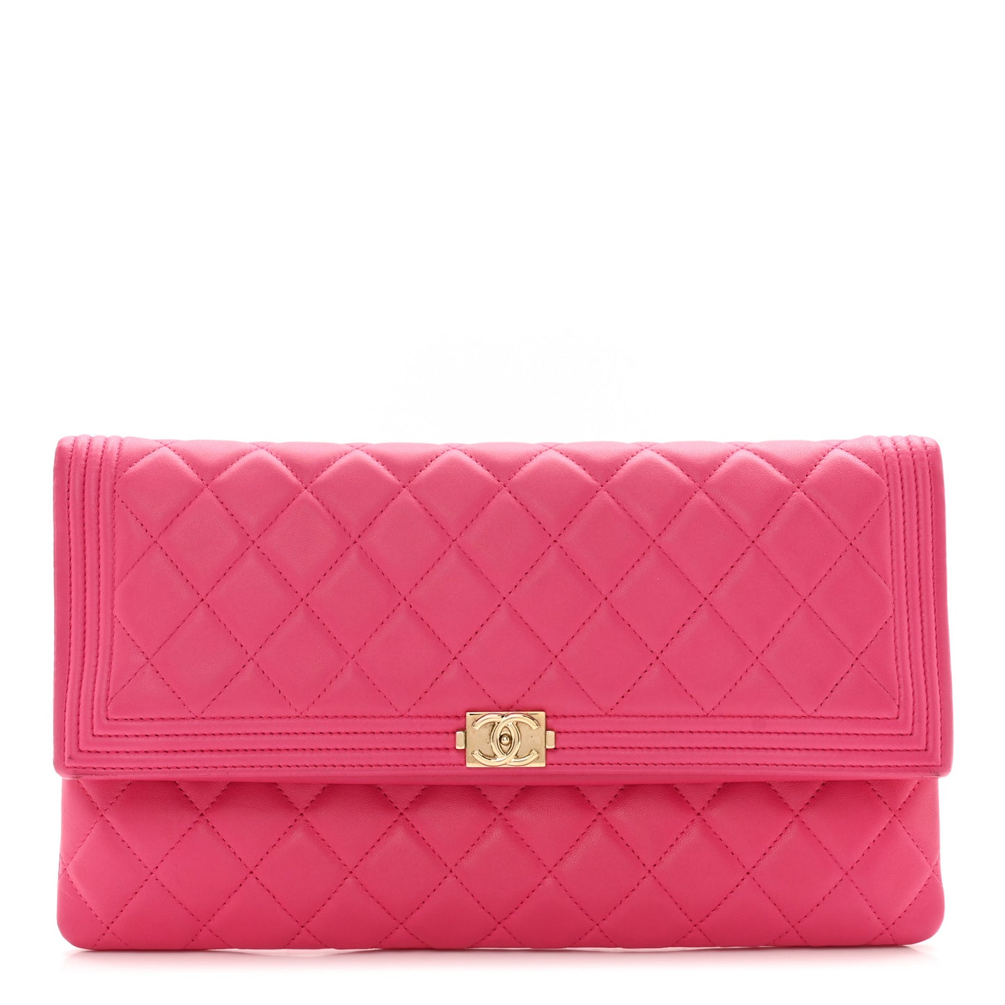 Lambskin Quilted Beauty CC Boy Clutch Fuchsia
