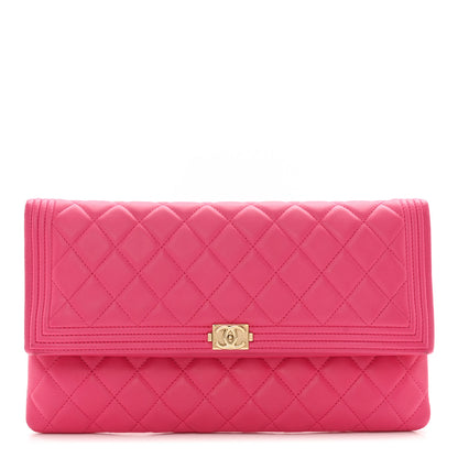 Chanel Lambskin Quilted Beauty CC Boy Clutch Fuchsia 1 of 7