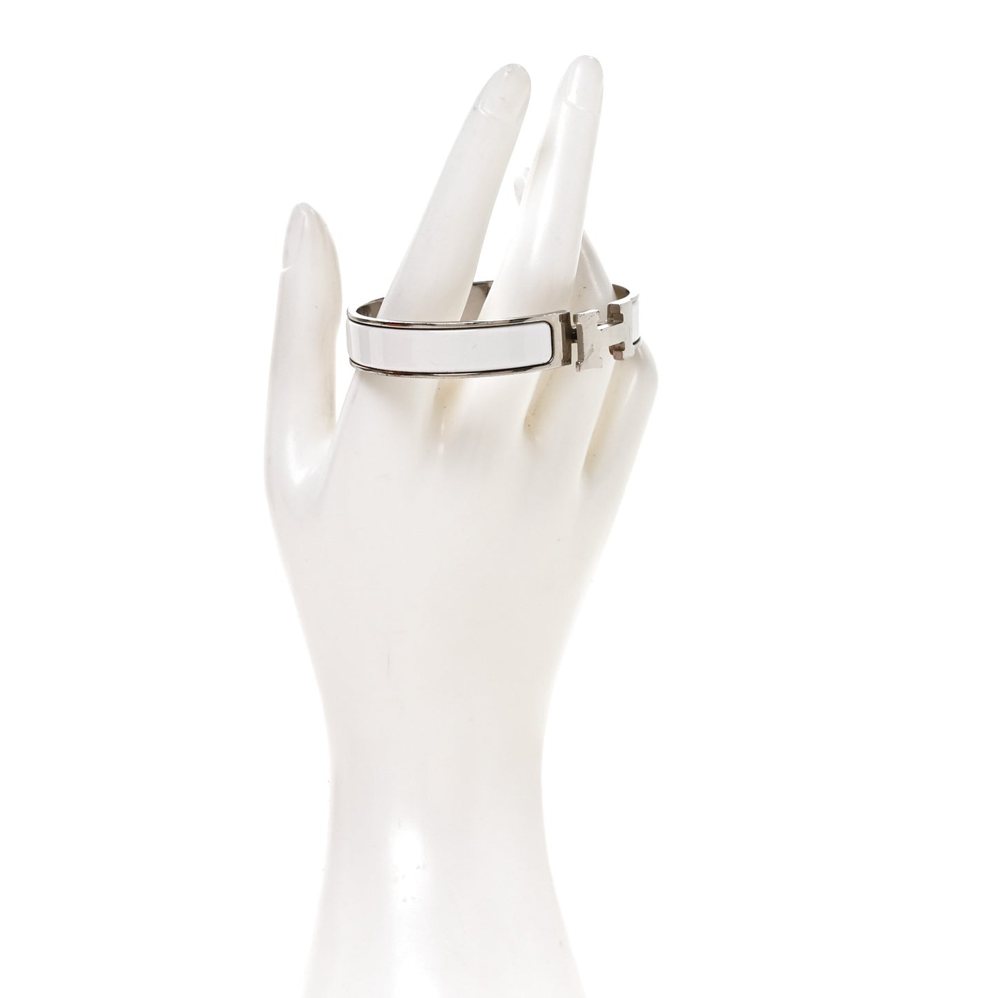 Enamel Narrow Clic Clac H Bracelet GM White