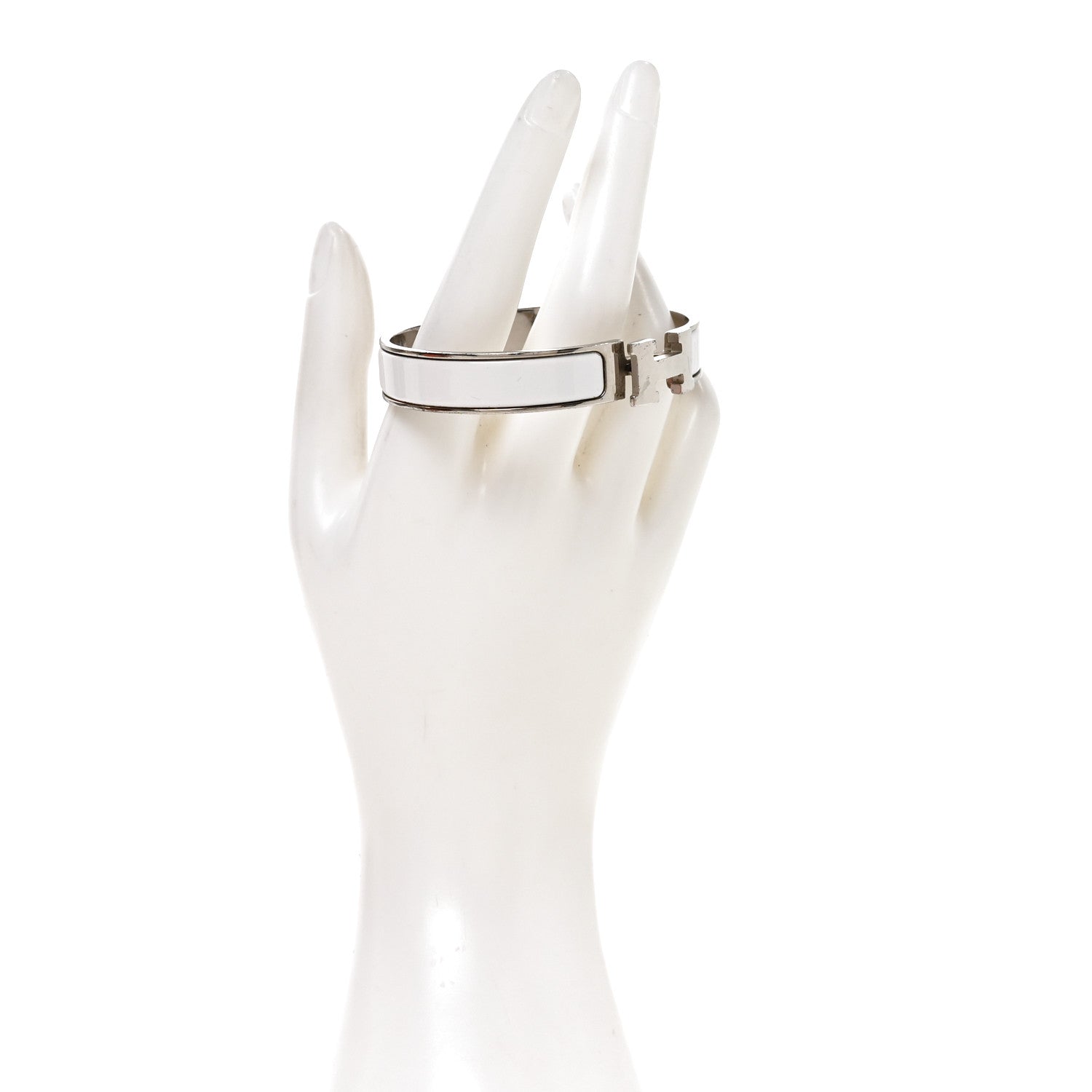 Hermes Enamel Narrow Clic Clac H Bracelet GM White 2 of 5