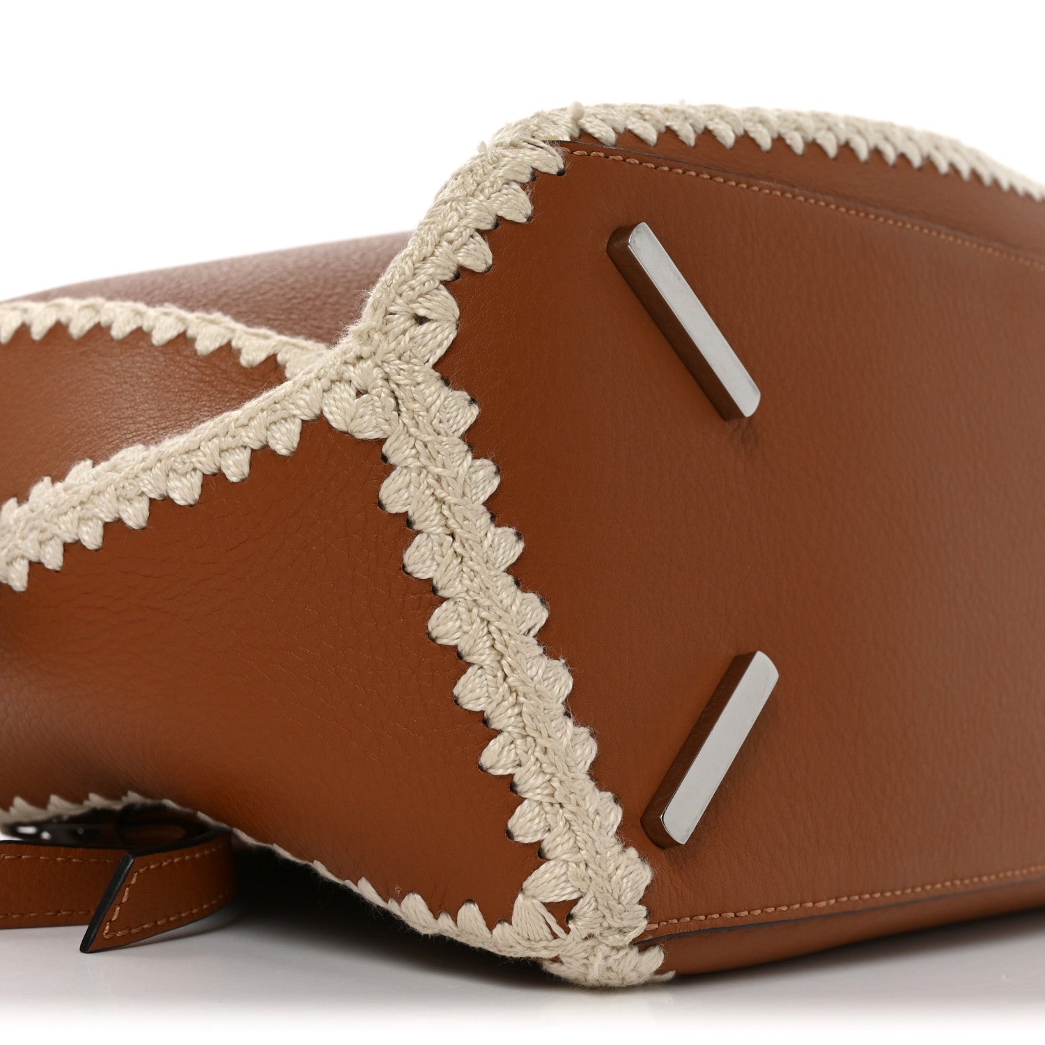 Loewe Calfskin Crochet Trim Medium Puzzle Bag Tan 7 of 8