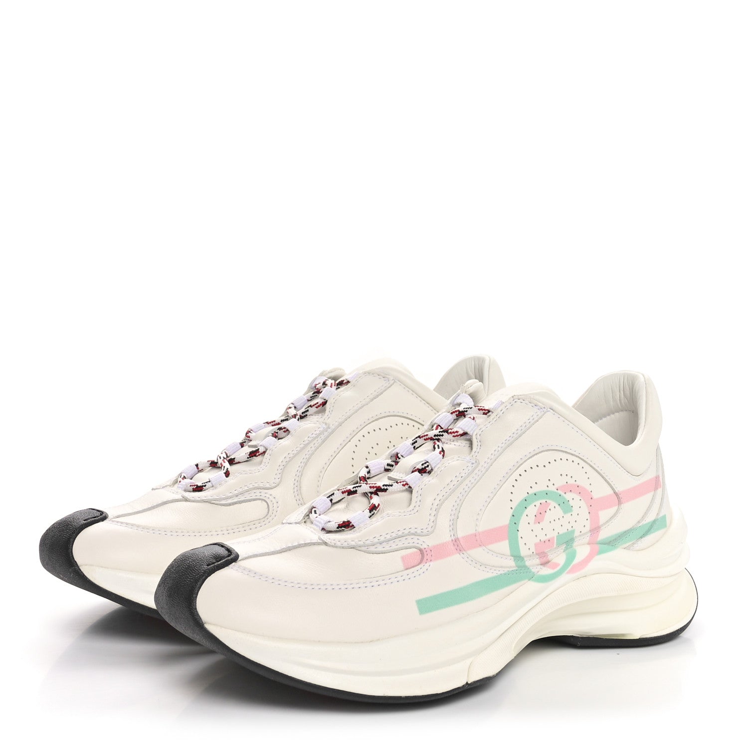 Gucci Technical Knit Fabric Calfskin Mens Gucci Run Sneakers 36.5 Great White 4 of 10