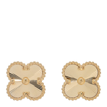 Van Cleef & Arpels 18K Yellow Gold Guilloche Vintage Alhambra Earrings 1 of 5