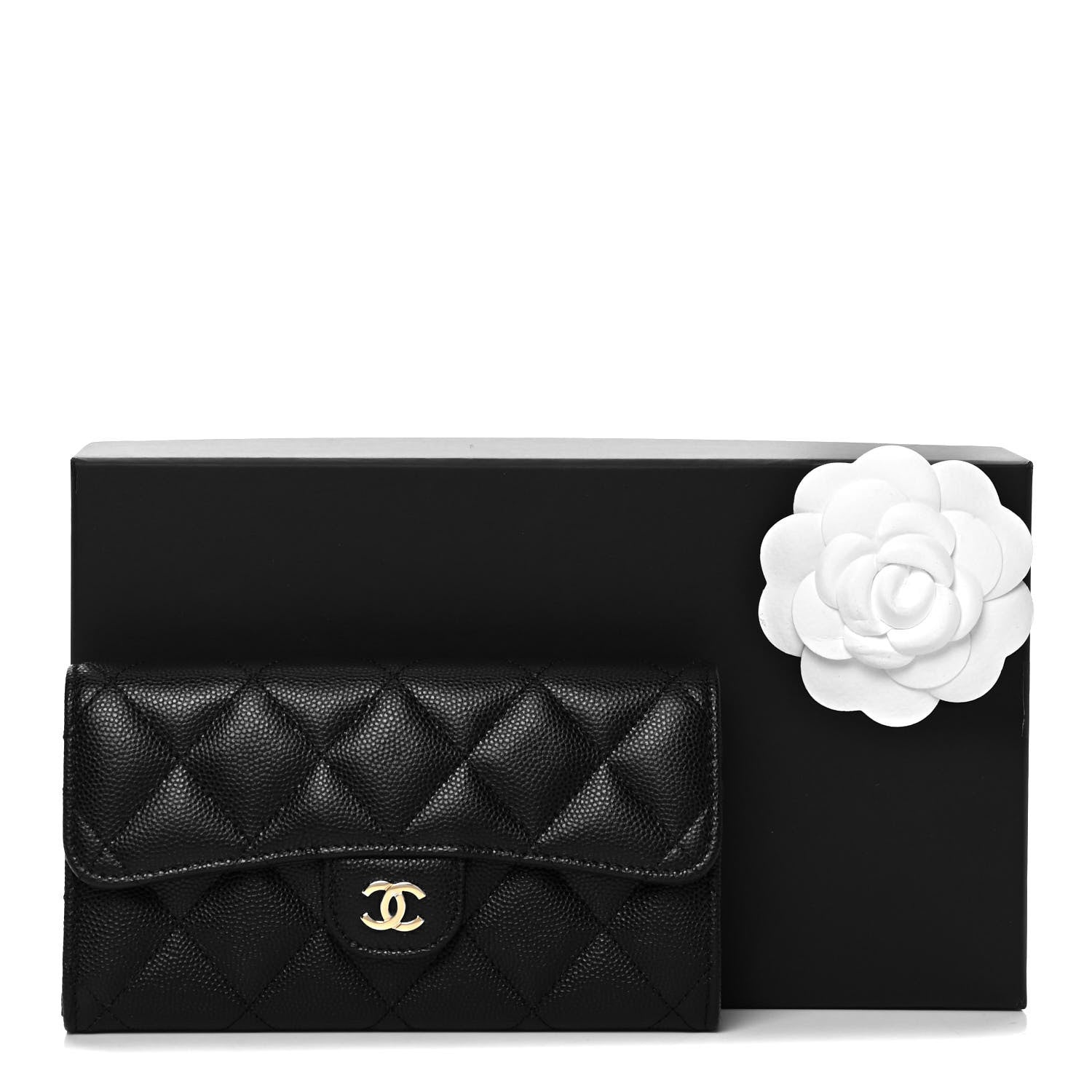 Chanel Caviar Quilted Medium Gusset Flap Wallet Black 10 of 10