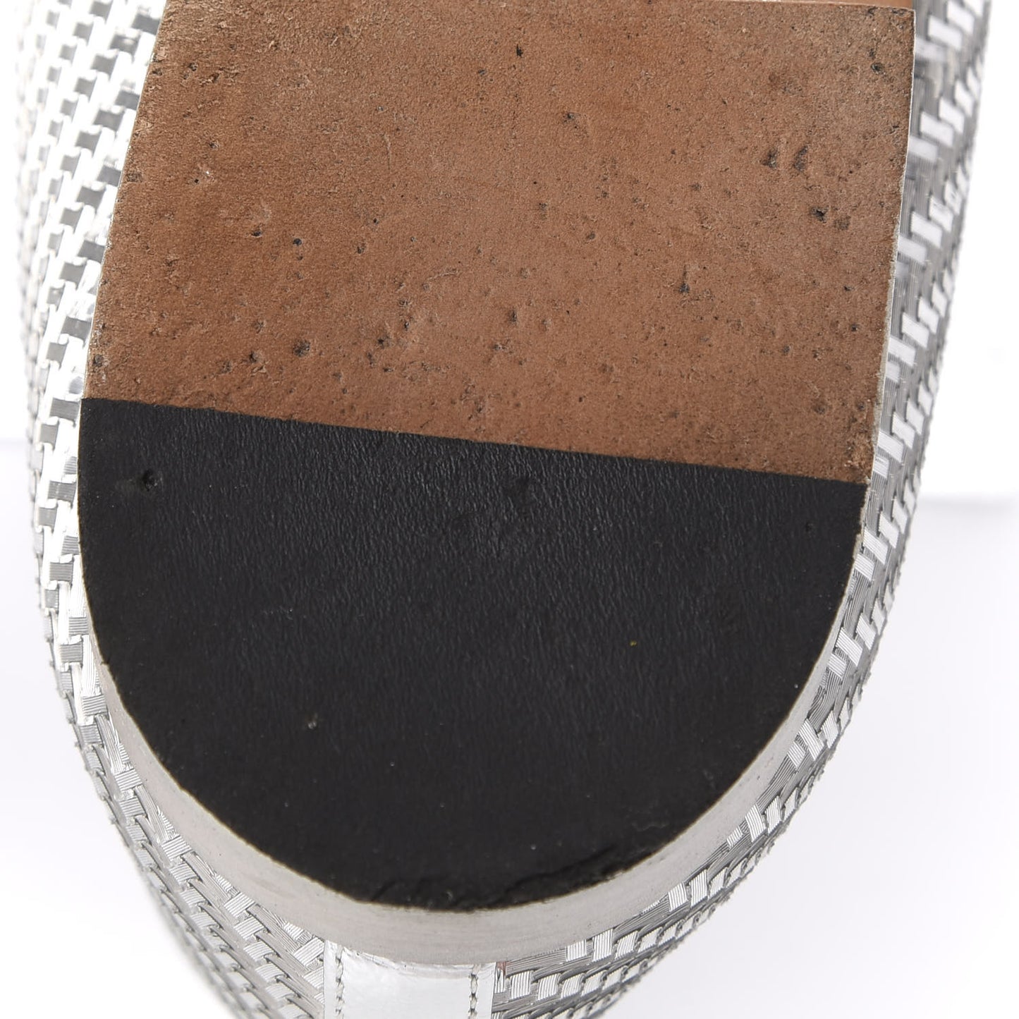 Metallic PVC Grosgrain Cap Toe Ballerina Flats 37.5 Silver Black