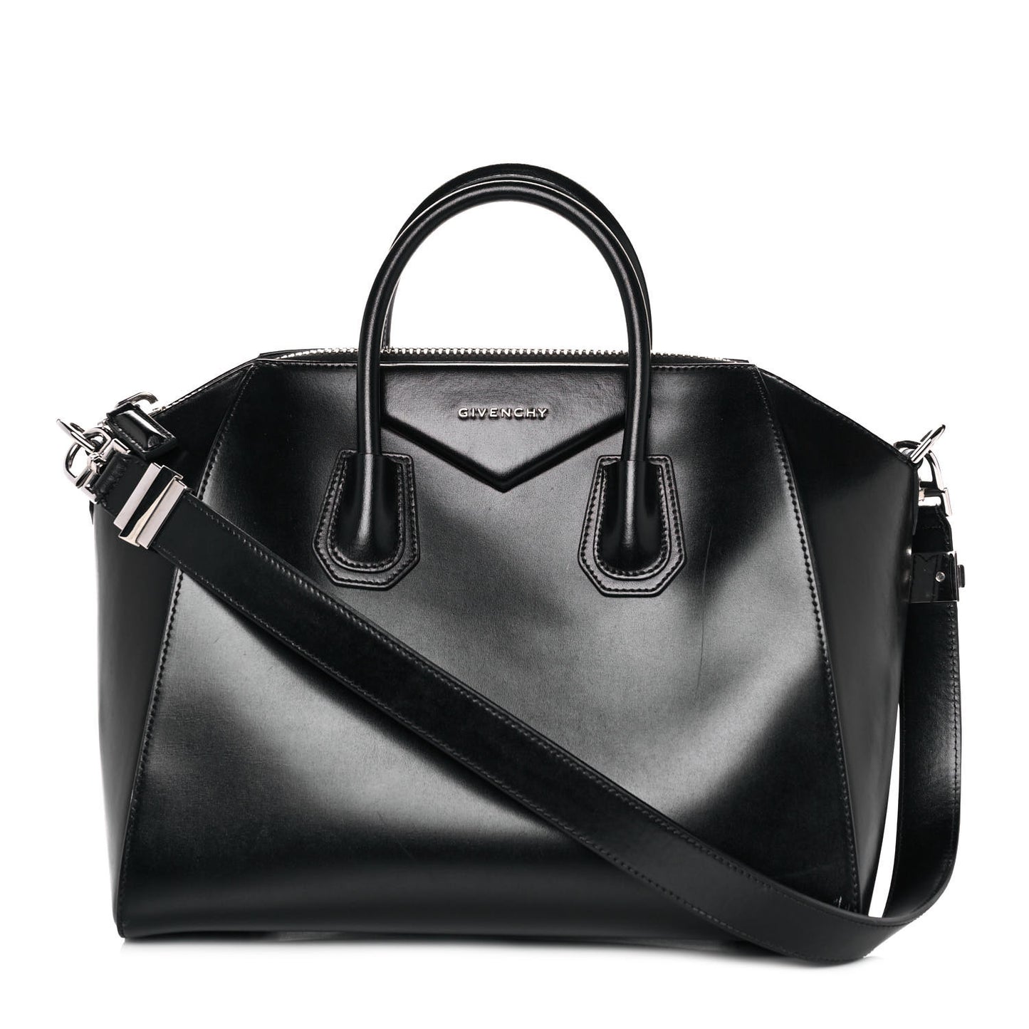 Shiny Lord Calfskin Medium Antigona Black