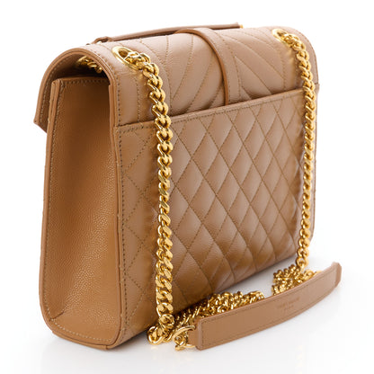 Saint Laurent Grain De Poudre Medium Tri-Quilt Monogram Satchel Dark Cork 3 of 11