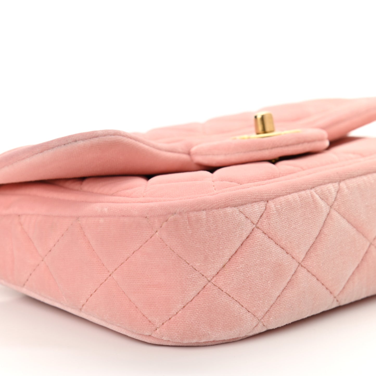 Velvet Quilted Mini Flap Pink