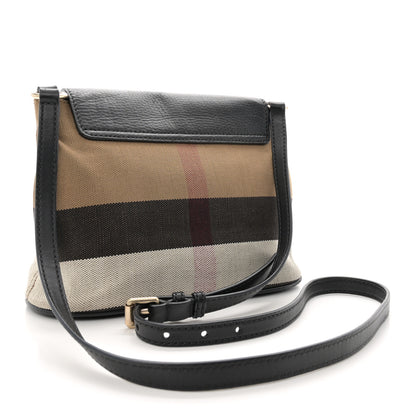 Burberry Mega Check Grainy Calfskin Small Gowan Messenger Bag Black 3 of 11