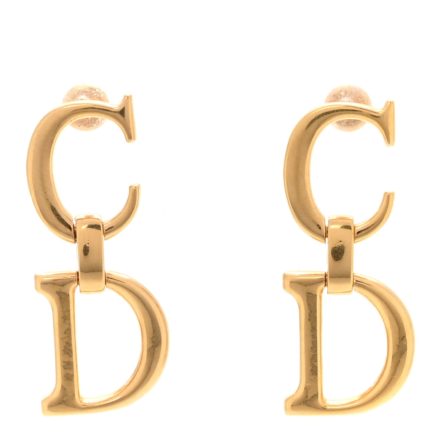 Christian Dior Metal CD Drop Earrings Gold 1 of 5