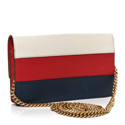Gucci Calfskin Queen Margaret Chain Wallet Blue Agata Hibiscus Red Mystic White 3 of 10