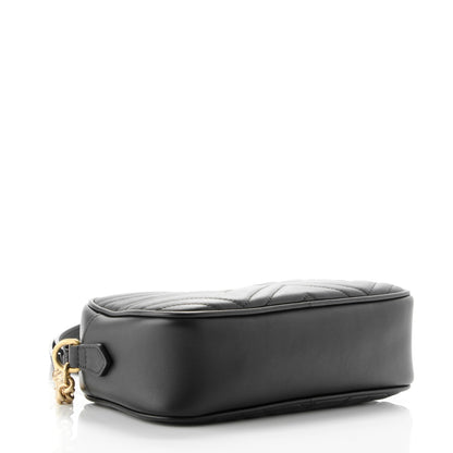 Gucci Calfskin Matelasse Small GG Marmont Chain Shoulder Bag Black 4 of 7
